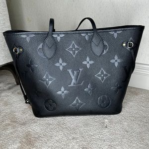 Louis Vuitton Authentic Empreinte Black Neverfull MM Giant Monogram Bag
